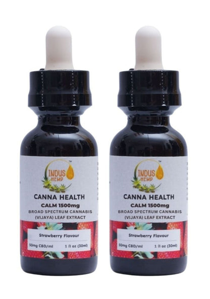 INDUS HEMP CANNA HEALTH CBD CALM 1500mg | Combo Pack of 2 | Broad Spectrum Cannabis (Vijaya) Leaf Extract