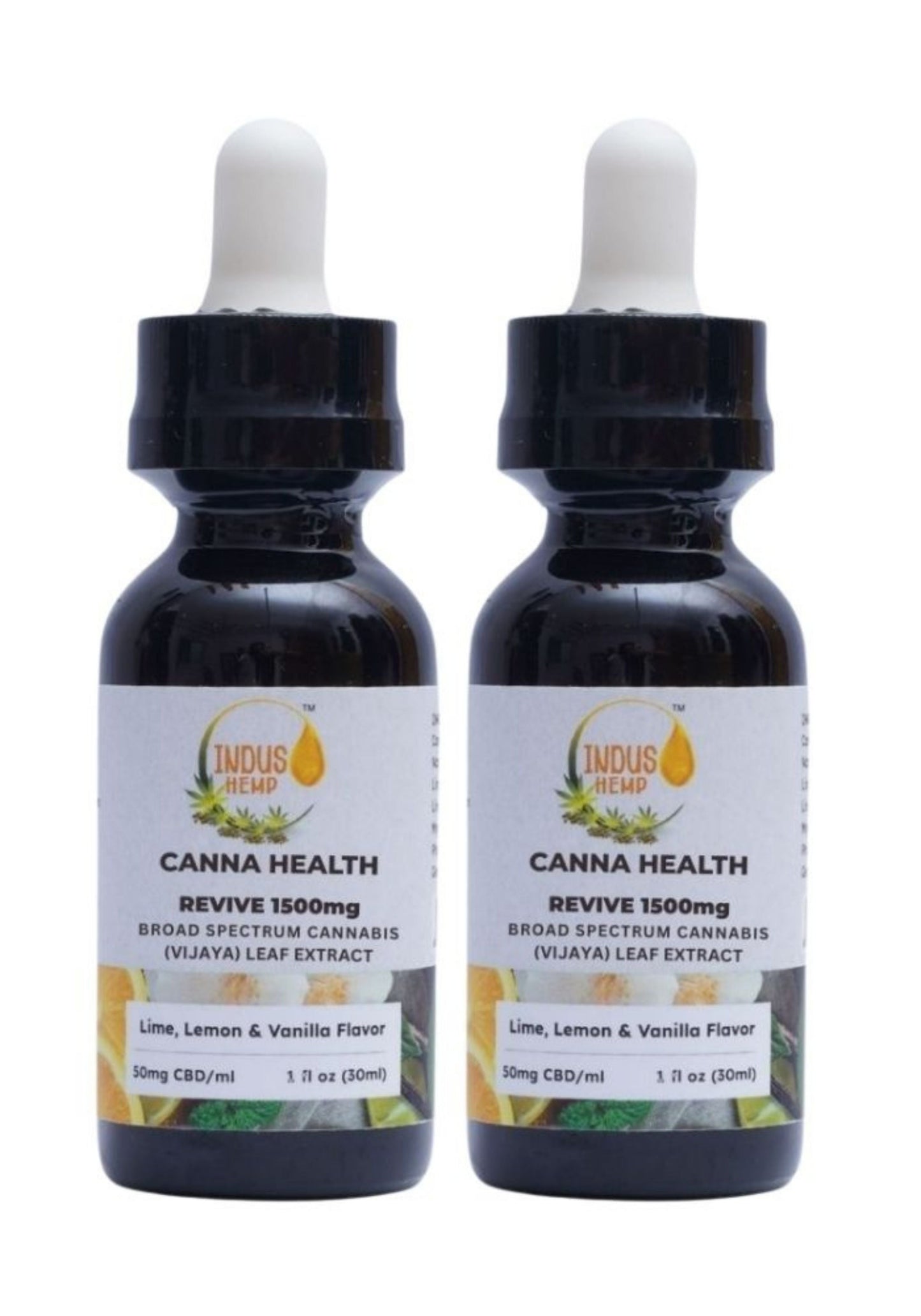 INDUS HEMP CANNA HEALTH CBD REVIVE 1500mg | Combo Pack of 2 | Broad Spectrum Cannabis (Vijaya) Leaf Extract