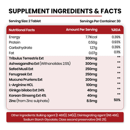 Vlado's Himalayan Organics Testosterone Support Supplement with Vitamin D3, Magnesium, Zinc, Tribulus, Ashwagandha & Safed Musli | Plant-Based Formula | 60 Veg Tablets