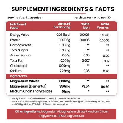 Vlado's Himalayan Organics Magnesium Citrate 1000 mg | 35% Elemental Magnesium | Mineral Supplement for Men & Women | 60 Vegetarian Capsules