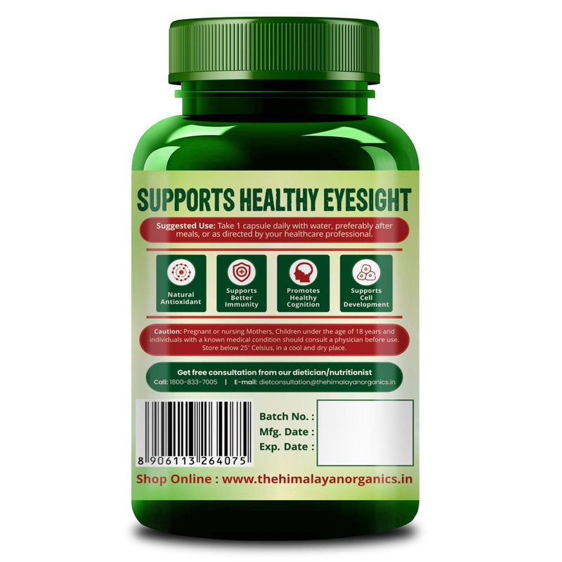 Himalayan Organics Plant-Based Vitamin A Supplement Supports Healthy Eye Sight | Natural Anti-Oxidant (120 Capsules)
