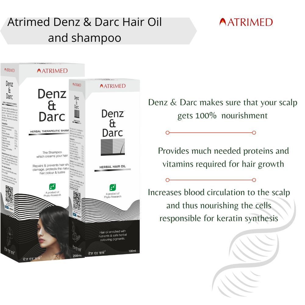 Atrimed Denz and Darc Hair Oil and Shampoo | Pack of 4