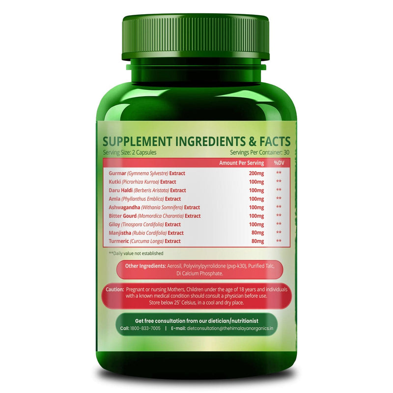 Himalayan Organics Diabetes Support Supplement | Helps Control Blood Sugar Levels | 100% Vegetarian (60 Capsules)