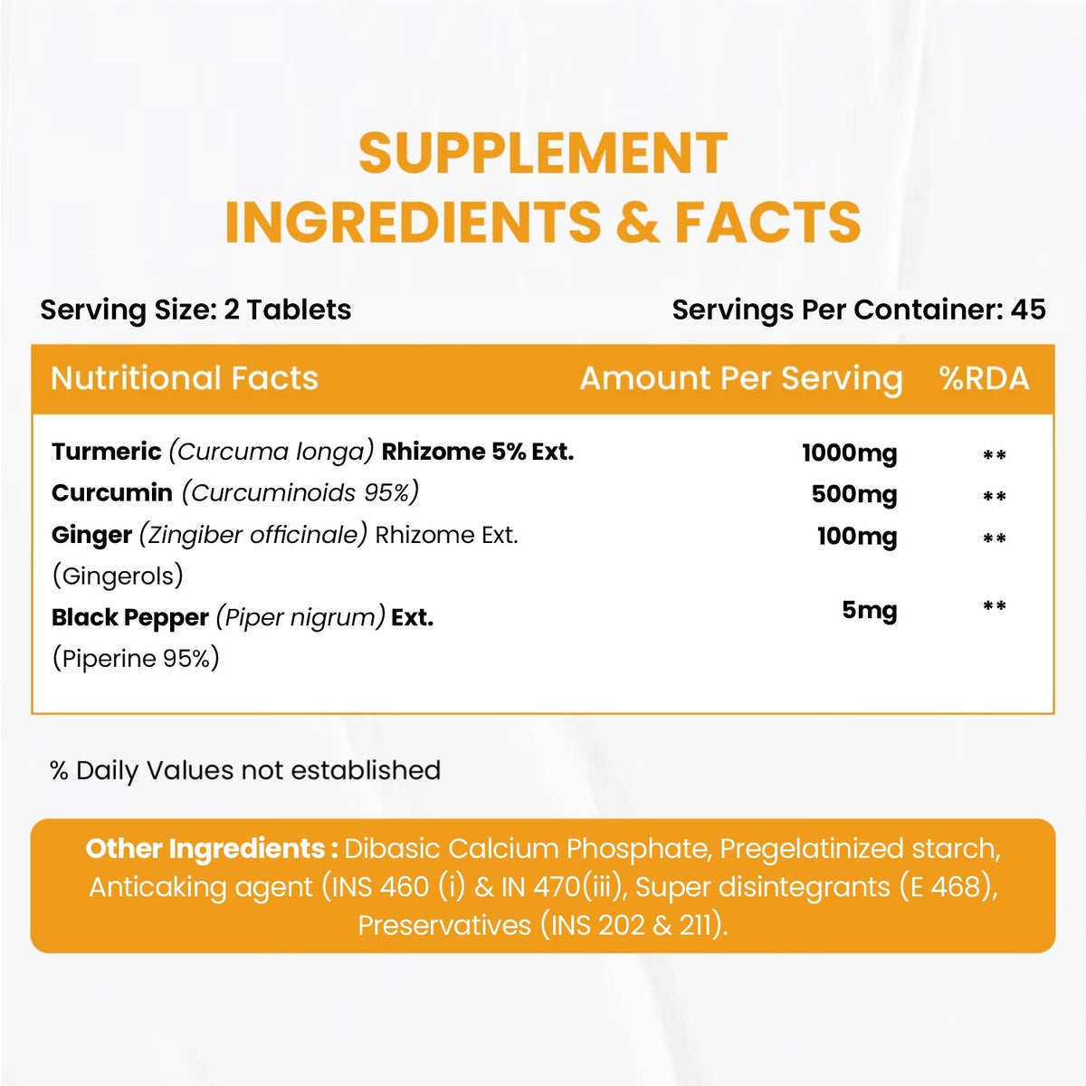 Vlado's Himalayan Organics Curcumin With Biopiperine 1500mg Tablets With 95% Curcuminoids Supplements 90 Veg Tablets