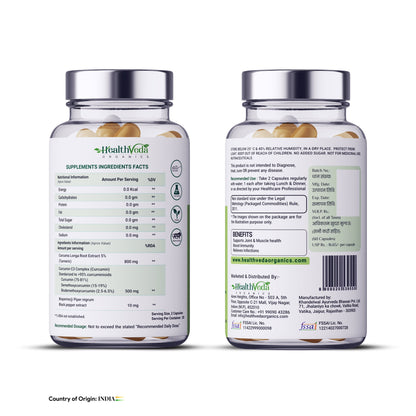 Health Veda Organics Curcumin C3 + Bioperine, 1310 Mg | 60 Veg Capsules | Supports Joint & Muscle Health | Better Absorption | Boost Immunity | For Men & Women