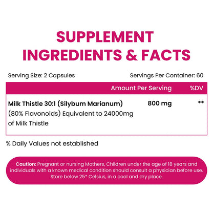 Vlado's Himalayan Organics Milk Thistle Extract Silymarin 800mg/Serve - 120 Veg Capsules