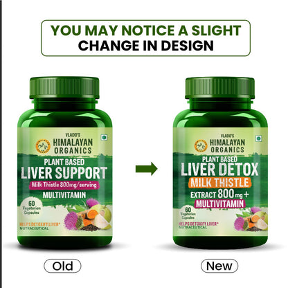 Vlado's Himalayan Organics Plant Based Liver Detox Supplement With Milk Thistle- 800mg (30:1) I  Good For Men & Women - 60 Veg Capsules