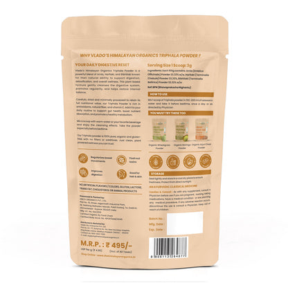 Vlado’s Himalayan Organics Triphala Powder | Ayurvedic Blend of 3 Fruits | 100g