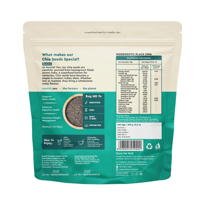 NOURISH YOU RAW BLACK CHIA SEEDS - 150G