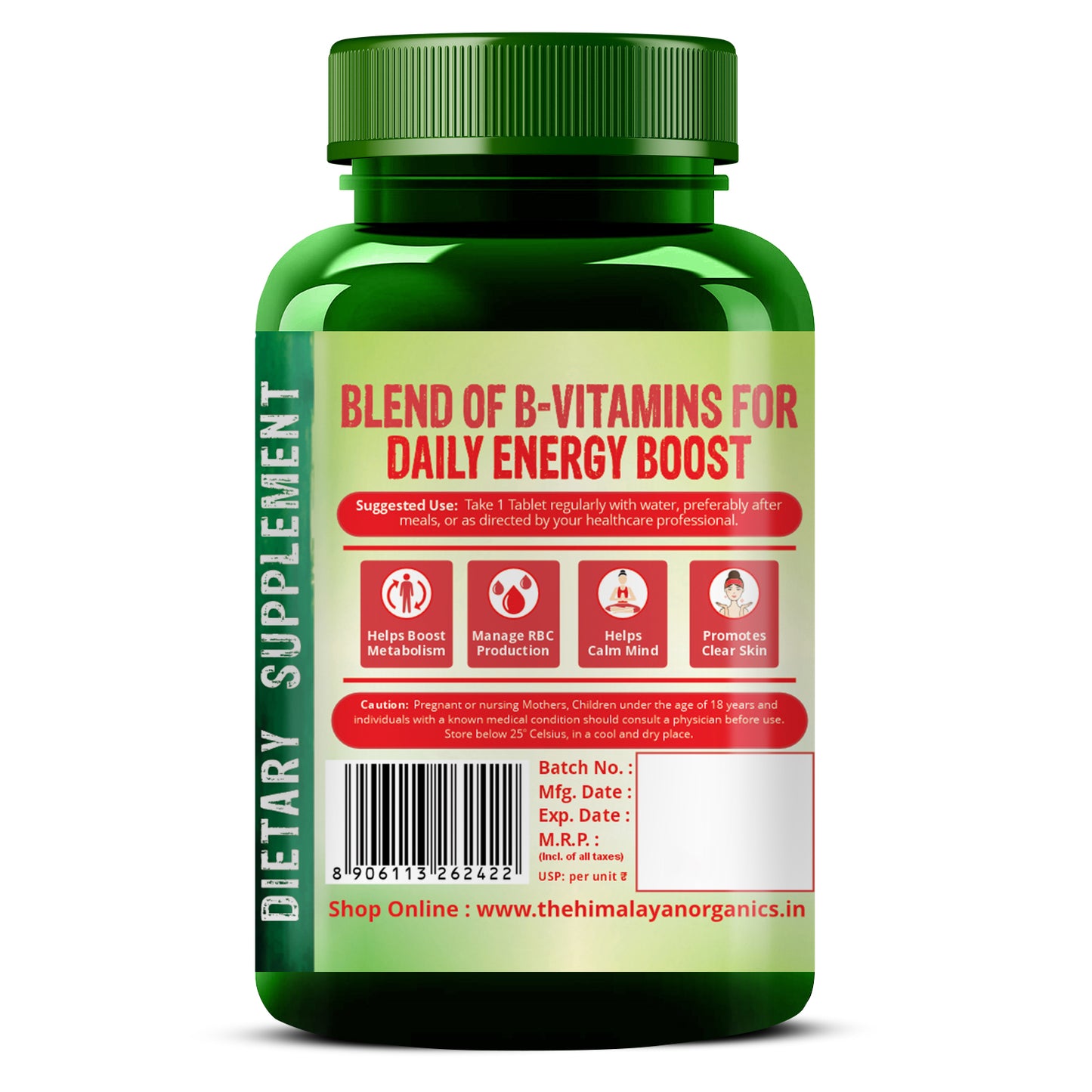 Vlado's Himalayan Organics B- Complex Supplement 120 Veg Tablets