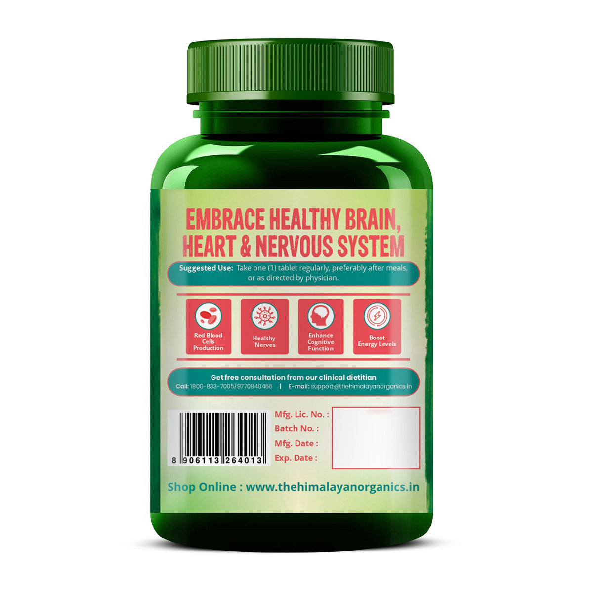 Vlado's Himalayan Organics Methylcobalamin Vitamin B12 1500mcg - 90 Veg Tablets