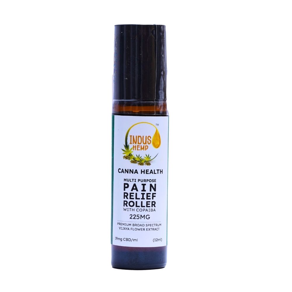 INDUS HEMP CANNA HEALTH | CBD PAIN RELIEF ROLLER | BROAD SPECTRUM CANNABIS (VIJAYA) FLOWER EXTRACT WITH COPAIBA | 225MG