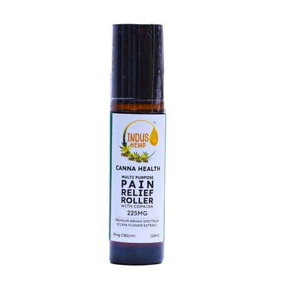 INDUS HEMP CANNA HEALTH | CBD PAIN RELIEF ROLLER | BROAD SPECTRUM CANNABIS (VIJAYA) FLOWER EXTRACT WITH COPAIBA | 225MG