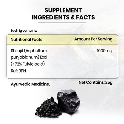 Vlado’s Himalayan Organics Pure Shilajit Resin | 75% Fulvic Acid | 25g