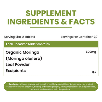 Vlado’s Himalayan Organics Organic Moringa Tablets | 1200 mg Moringa Leaf Extract | Pure Plant-Based Superfood | 60 Tablets