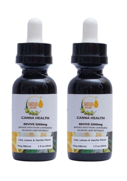 INDUS HEMP CANNA HEALTH CBD REVIVE 2200mg | Combo Pack of 2 | Broad Spectrum Cannabis (Vijaya) Leaf Extract