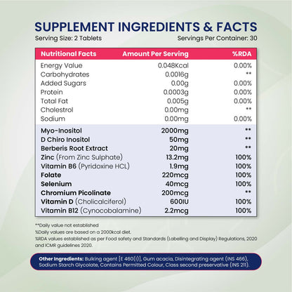 Vlado’s Himalayan Organics Plant-Based PCOS Support Supplement for Women with Myo-Inositol & D-Chiro-Inositol 40:1 Ratio – 60 Veg Tablets