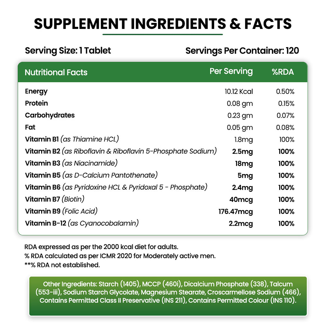 Vlado's Himalayan Organics B- Complex Supplement 120 Veg Tablets