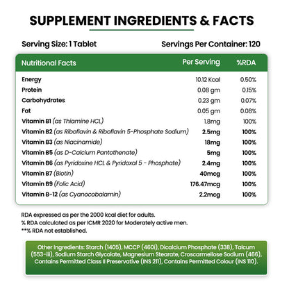 Vlado's Himalayan Organics B- Complex Supplement 120 Veg Tablets