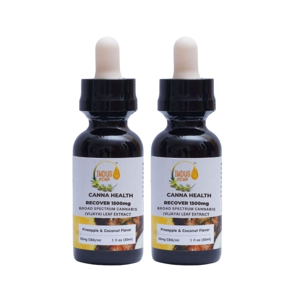 INDUS HEMP CANNA HEALTH CBD RECOVER 1500mg | Combo Pack of 2 | Broad Spectrum Cannabis (Vijaya) Leaf Extract