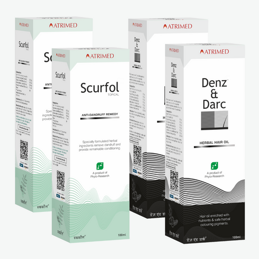 Denz & Darc Hair Oil and Scurfol Anti-Dandruff Topical Pack of 4