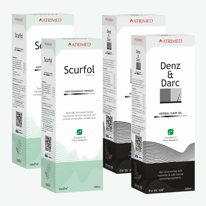 Denz & Darc Hair Oil and Scurfol Anti-Dandruff Topical Pack of 4