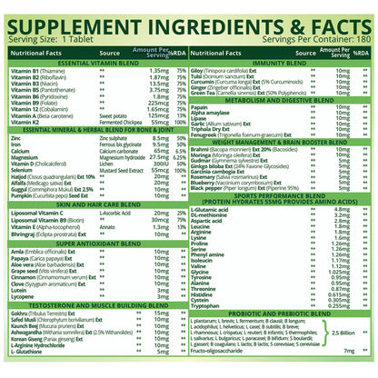 Vlado's Himalayan Organics Immunity Multivitamin Tablet for Men & Women with Probiotic 90+Vital Nutrients and 9+ Probiotic blends for Increase Energy & Immunity - Boost stamina, Strength & Muscles and Overall Health I 180 Veg Tablets