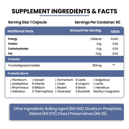 Vlado's Himalayan Organics Probiotics Supplement 50 Billion CFU with Prebiotics 150mg | 20 Strains | Plant-Based Formula | 60 Veg Capsules