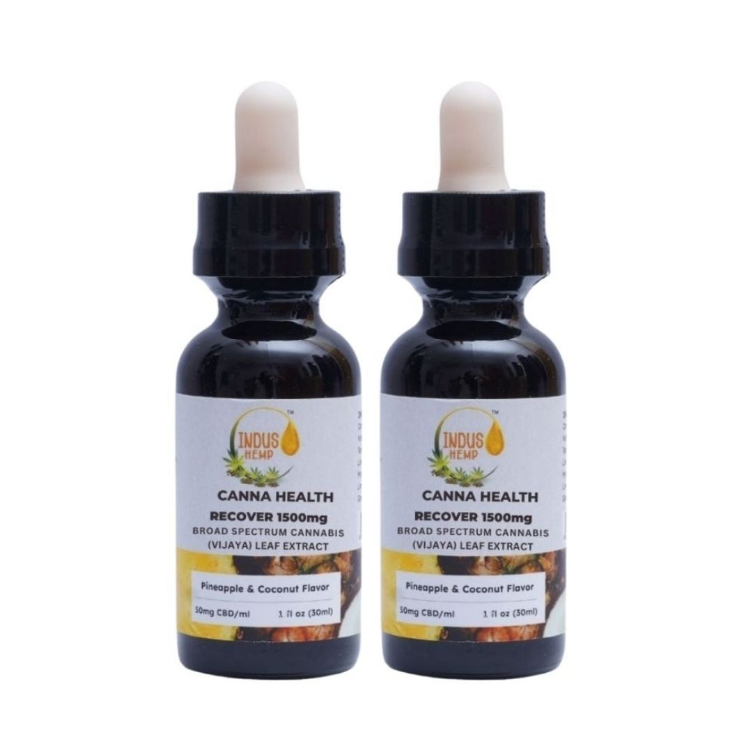 INDUS HEMP CANNA HEALTH CBD RECOVER 1500mg | Combo Pack of 2 | Broad Spectrum Cannabis (Vijaya) Leaf Extract