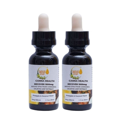 INDUS HEMP CANNA HEALTH CBD RECOVER 1500mg | Combo Pack of 2 | Broad Spectrum Cannabis (Vijaya) Leaf Extract