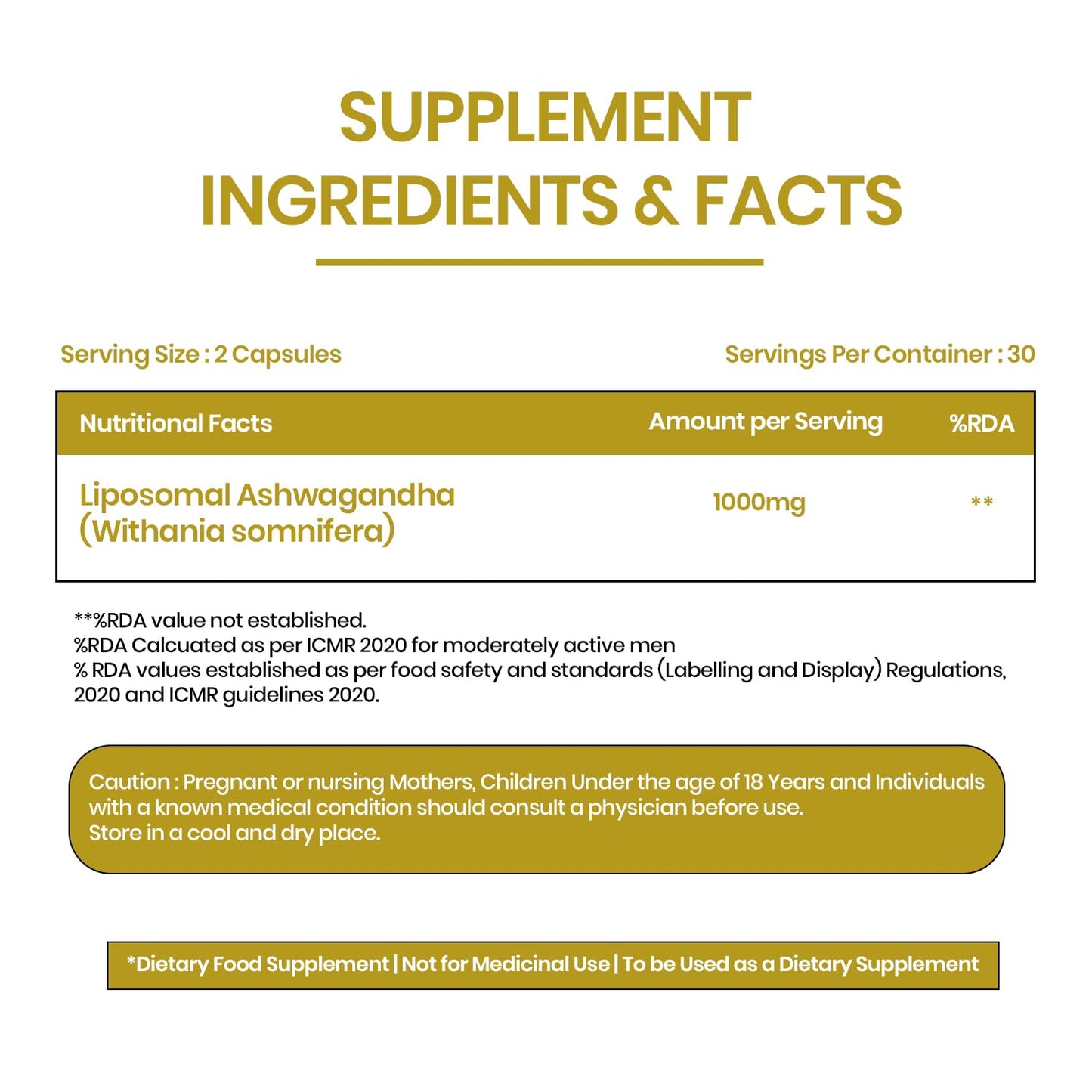 Vlado's Himalayan Organics Liposomal Ashwagandha 1000mg per Serving | Ashwagandha Root Extract | 60 Veg Capsules