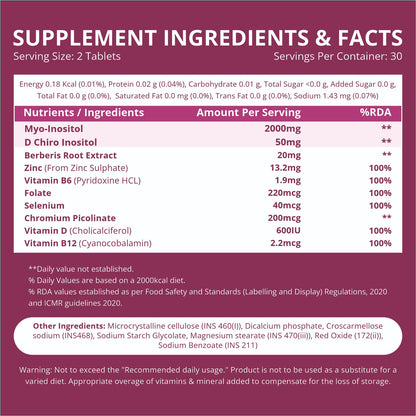 Vlado’s Himalayan Organics Plant-Based PCOS Support Supplement for Women with Myo-Inositol & D-Chiro-Inositol 40:1 Ratio – 60 Veg Tablets