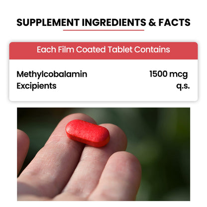 Vlado's Himalayan Organics Methylcobalamin Vitamin B12 1500mcg - 90 Veg Tablets