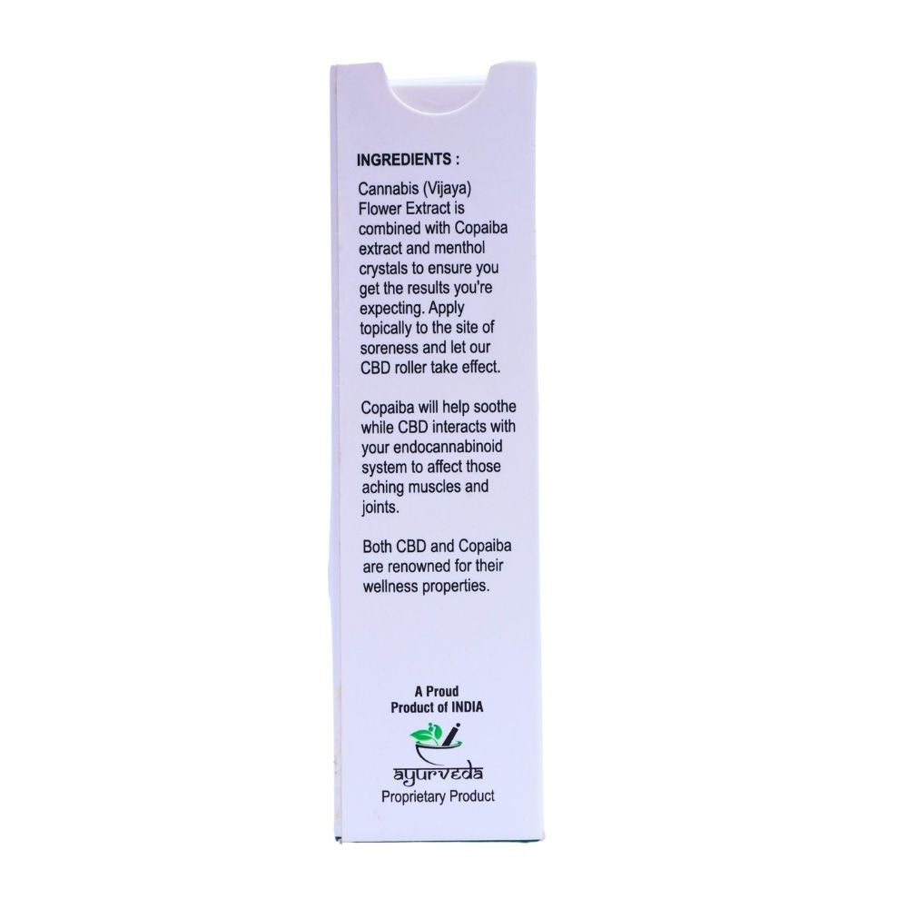 INDUS HEMP CANNA HEALTH | CBD PAIN RELIEF ROLLER | BROAD SPECTRUM CANNABIS (VIJAYA) FLOWER EXTRACT WITH COPAIBA | 225MG