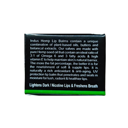 INDUS HEMP LIP BALM | LIQUORICE & GINGER MINT | SPF 15 | LIGHTENS DARK/NICOTINE LIPS & FRESHENS BREATH