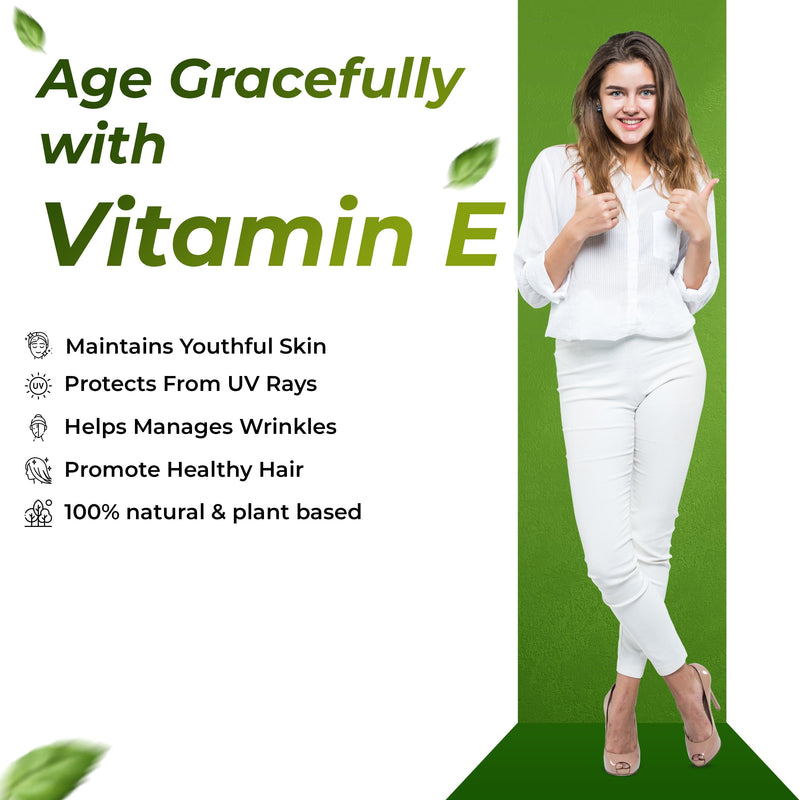 Health Veda Organics Vitamin E Capsules with Argan & Aloe Vera Oil | 60 Veg Capsules | Supports Healthy Hair & Beautiful Skin | Maintains Skin Hydration & Nourishment | For Both Men & Women