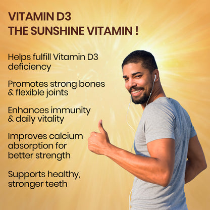 Vlado's Himalayan Organics Vitamin D3 5000 IU Chewable Tablets | Cholecalciferol | Orange Flavour | Dietary Supplement for Men & Women | 60 Tablets