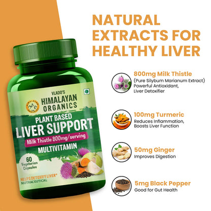 Vlado's Himalayan Organics Plant Based Liver Support with Milk Thistle- 60 Veg Capsules