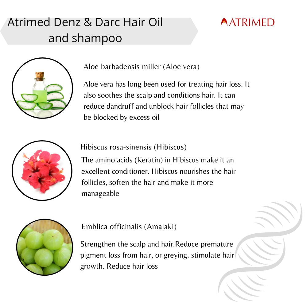 Atrimed Denz and Darc Hair Oil and Shampoo | Pack of 4