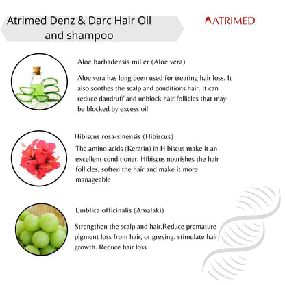 Atrimed Denz and Darc Hair Oil and Shampoo | Pack of 4