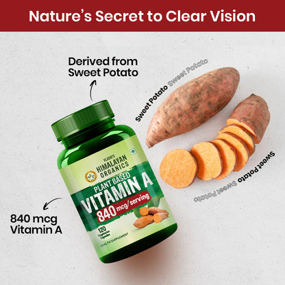 Vlado's Himalayan Organics Plant-Based Vitamin A Supplement | Sourced from Sweet Potato & Triphala | 120 Veg Capsules