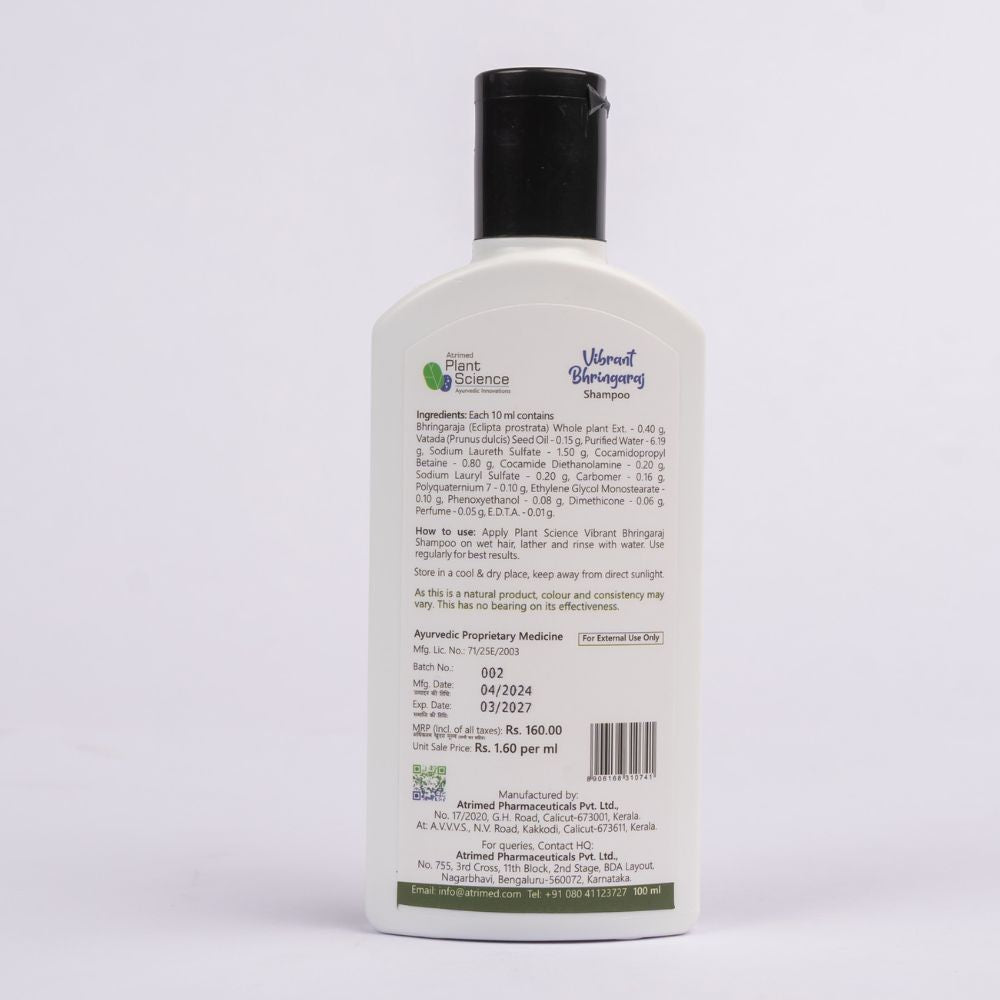 Atrimed Plant Science Vibrant Bhringaraj Shampoo | For Strong Hair | 100ml | Pack of 1