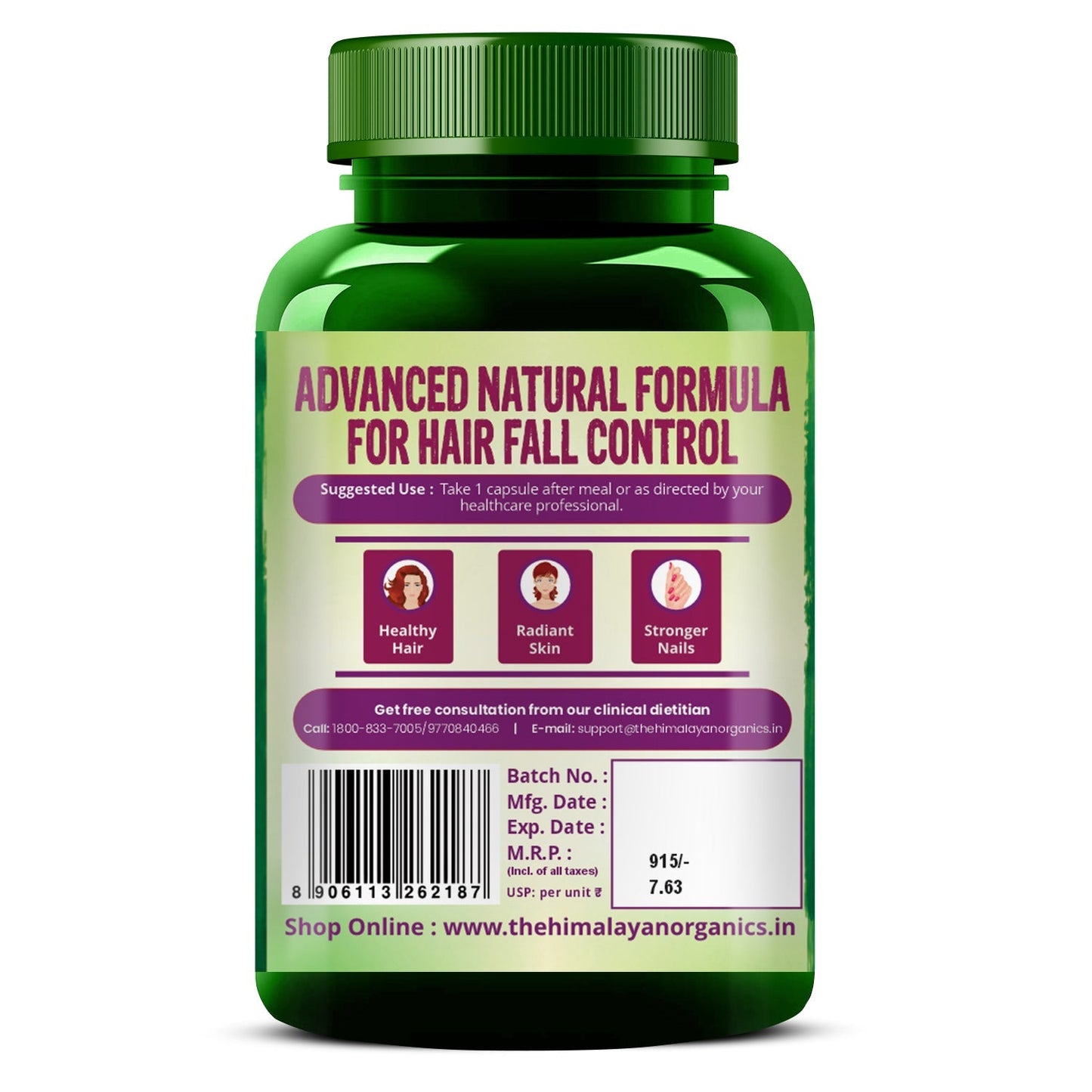 Vlado's Himalayan Organics Plant Based Biotin 10,000mcg/Serve- 120 Veg Capsules