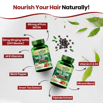 Vlado's Himalayan Organics Plant-Based Hair Vitamin with Biotin & DHT Blocker – 60 Veg Capsules