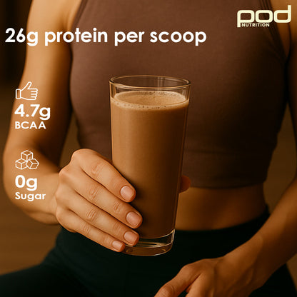 POD NUTRITION Pea Protein Isolate Powder | Vegan Plant Protein, No Added Sugar, Dairy Free| Clean & Easy to Digest with Essential Amino Acids (1kg, Chocolate Hazelnut)