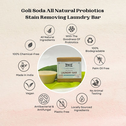 Goli Soda All Natural Probiotics Stain Removing Laundry Bar (Pack Of 1)