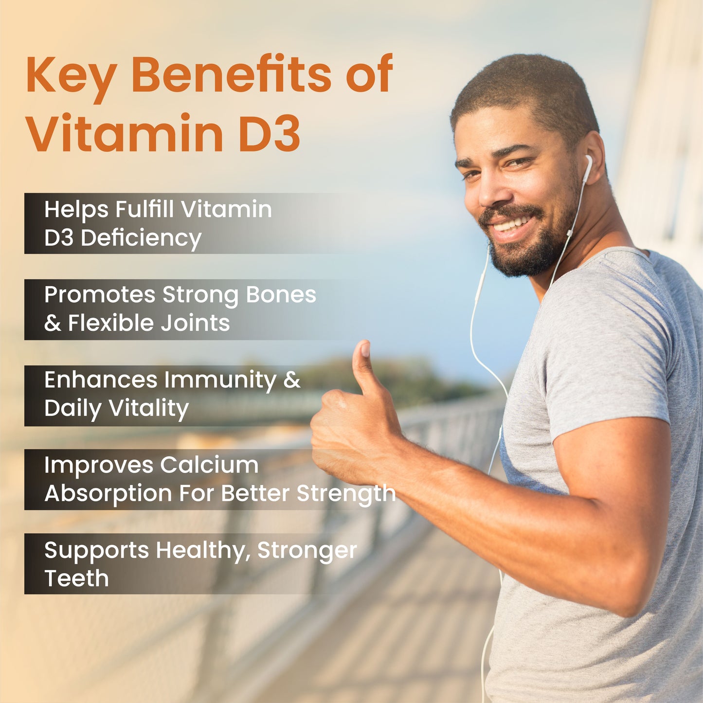 Vlado's Himalayan Organics Vitamin D3 2000 IU Chewable Tablets | Cholecalciferol | Orange Flavour | Dietary Supplement for Men & Women | 60 Tablets
