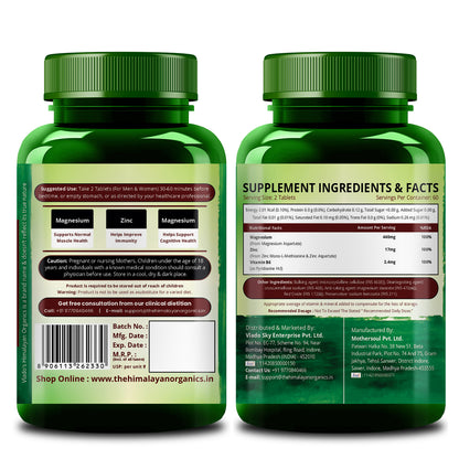 Vlado's Himalayan Organics ZMA Supplement with Zinc, Magnesium Aspartate & Vitamin B6 | Plant-Based Formula | 120 Veg Tablets
