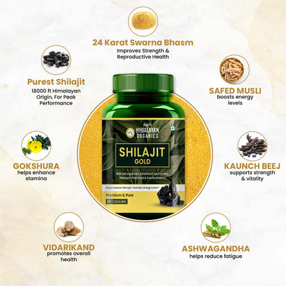 Vlado’s Himalayan Organics Shilajit Gold with Swarna Bhasma & 10+ Herbs | 60 Veg Capsules