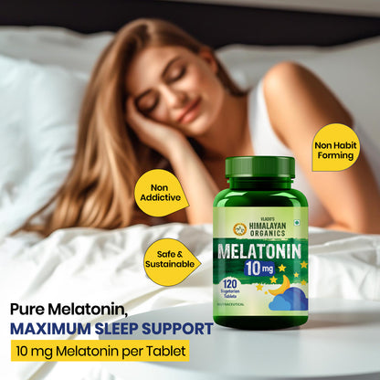Vlado's Himalayan Organics Melatonin 10mg | Non-Habit Forming Supplement | 120 Veg Tablets